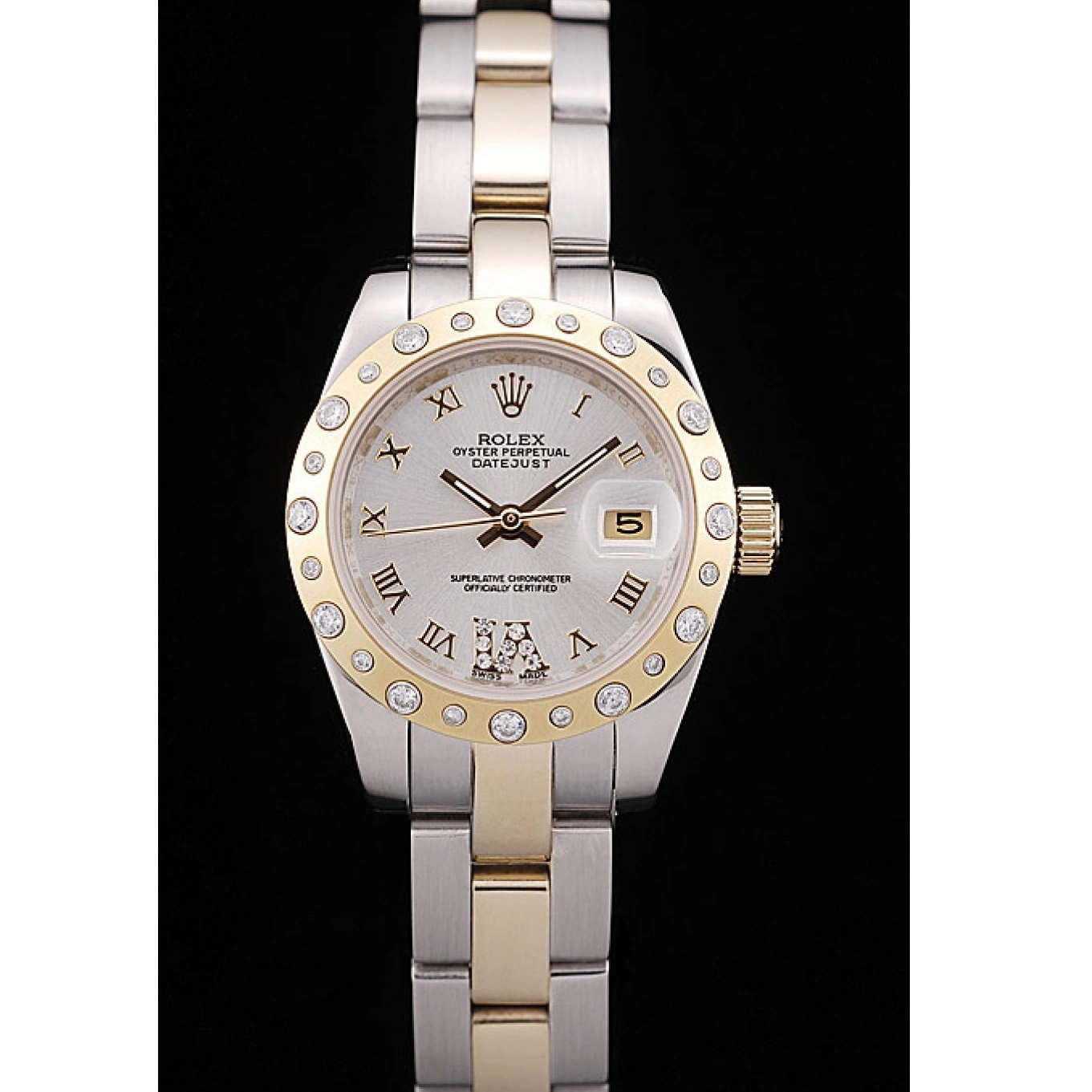 Aaa fake watches Stainless DateJust White Case Brushed Plated Dial Diamond Rolex Steel 0604